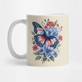 4th of July - Butterfly with Flowers Mug